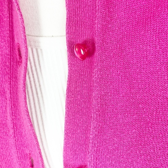 💖 J.Crew Casey Cardigan – Hot Pink Cotton Knit | Size 16 (Fits Women’s S/XS) 💖 - Picture 3 of 10